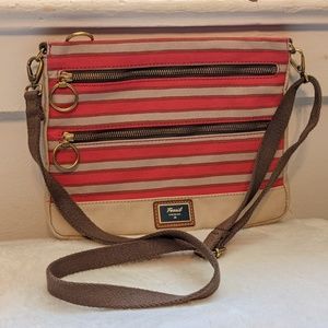 Fossil canvas striped coral crossbody
